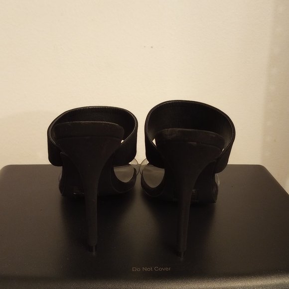 Black/Clear Qupid Open Toe Stilettos - Picture 4 of 5